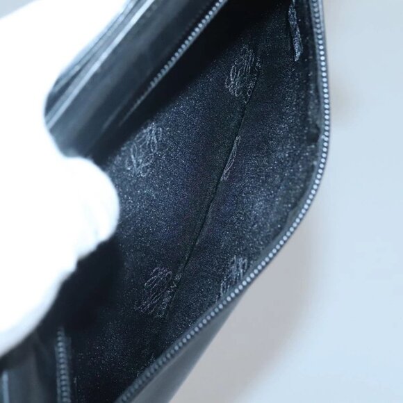 LOEWE Anagram Clutch Bag Leather Black Gold Auth - Picture 14 of 16